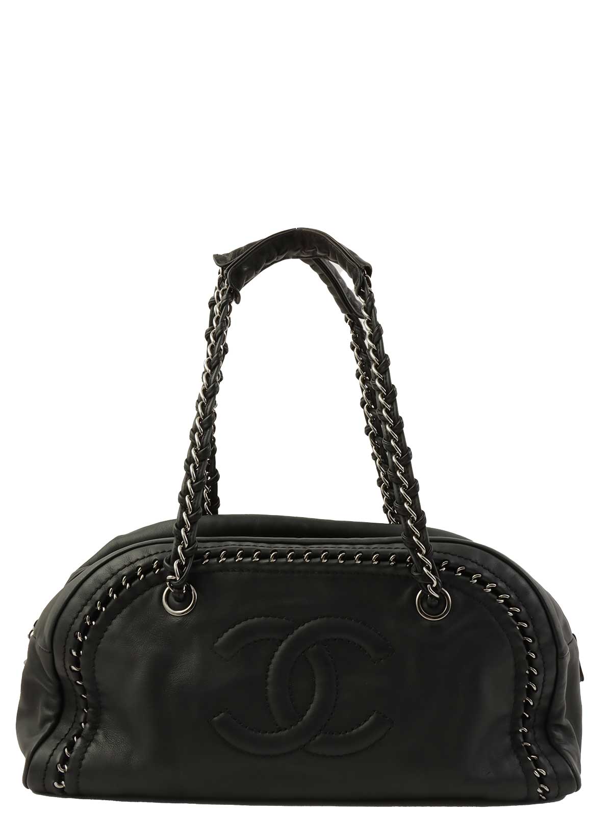 2005 年黑色 CC 标志缝线迷你波士顿包