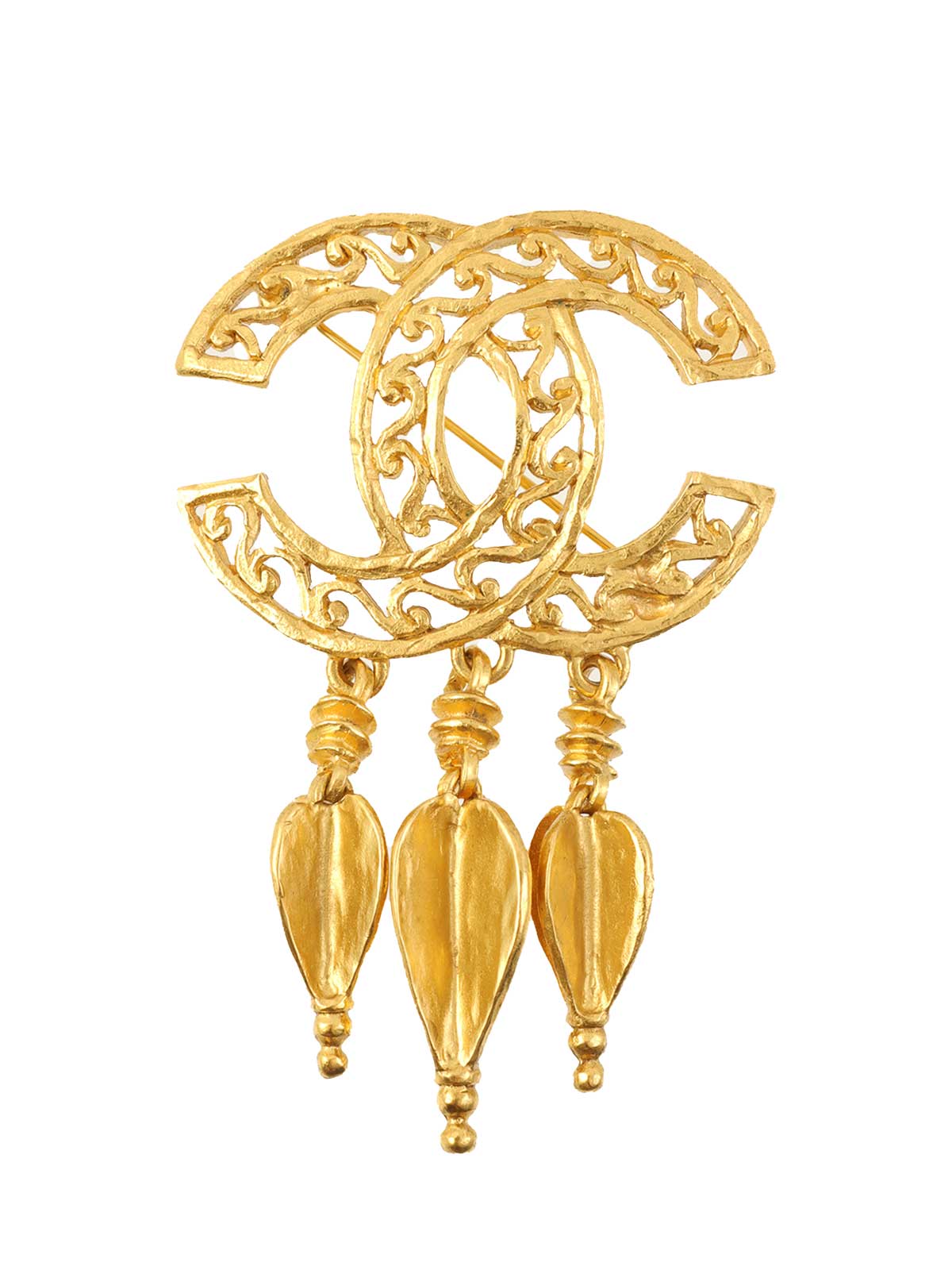 1995 Design Cutout CC Mark Swing Brooch Gold