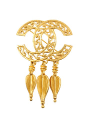 1995 Design Cutout CC Mark Swing Brooch Gold