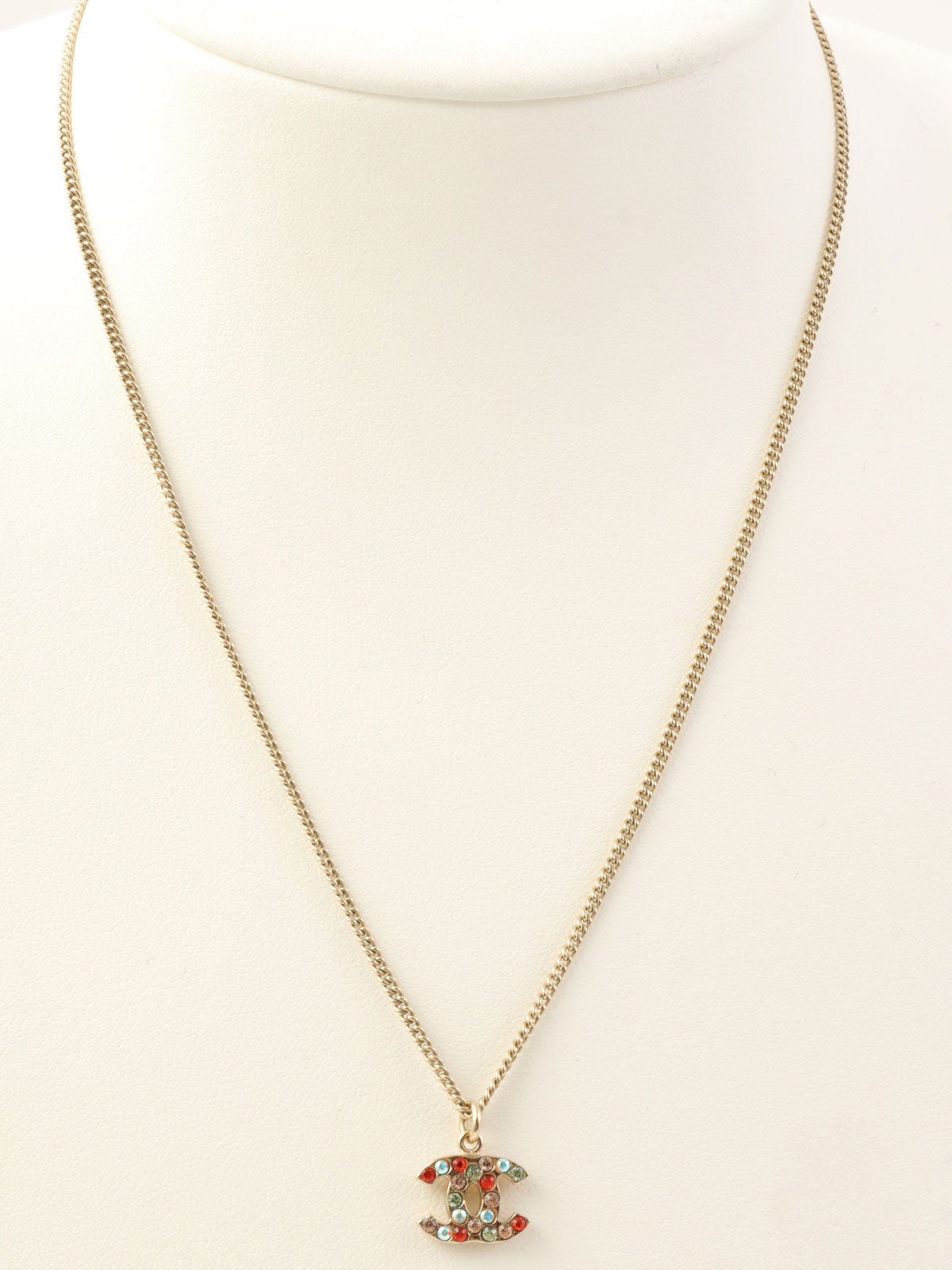 2004年製 ラインストーンミニCCマークネックレス ゴールド/マルチ
