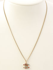 2004年製 ラインストーンミニCCマークネックレス ゴールド/マルチ