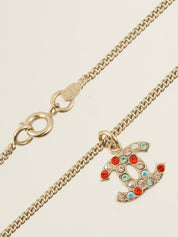 2004年製 ラインストーンミニCCマークネックレス ゴールド/マルチ