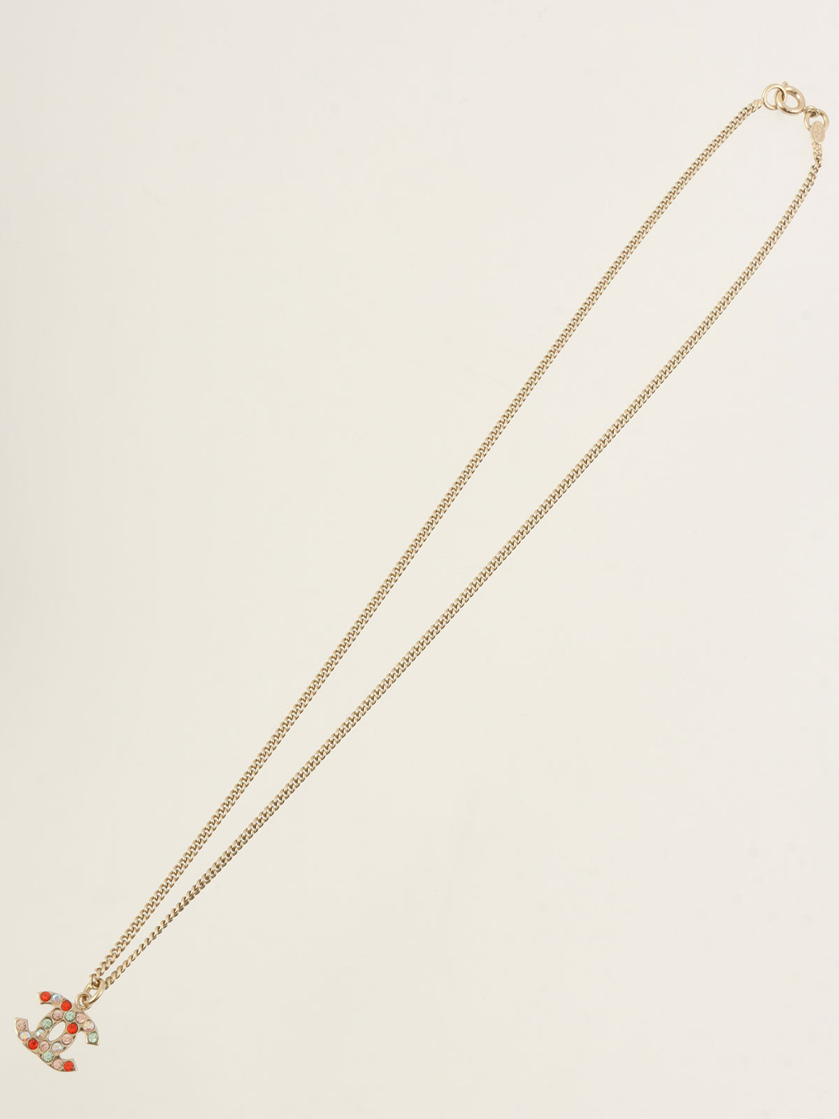 2004年製 ラインストーンミニCCマークネックレス ゴールド/マルチ