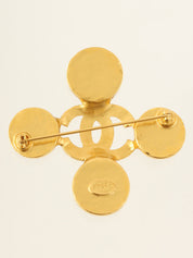 1995年製 タイガーアイCCマーククロスモチーフブローチ ゴールド/ブラウン