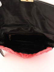 2009 Satin Monogram Stud Coquette Pochette in Pink/Brown/Black