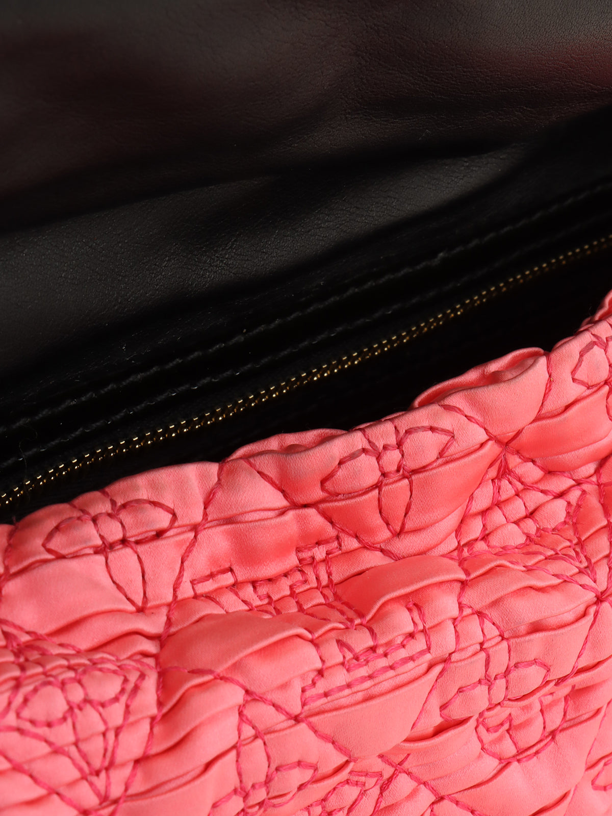 2009 Satin Monogram Stud Coquette Pochette in Pink/Brown/Black