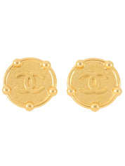 1991年圆形点状CC标志金耳环