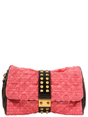 2009 Satin Monogram Stud Coquette Pochette in Pink/Brown/Black