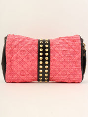 2009 Satin Monogram Stud Coquette Pochette in Pink/Brown/Black