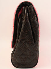 2009 Satin Monogram Stud Coquette Pochette in Pink/Brown/Black