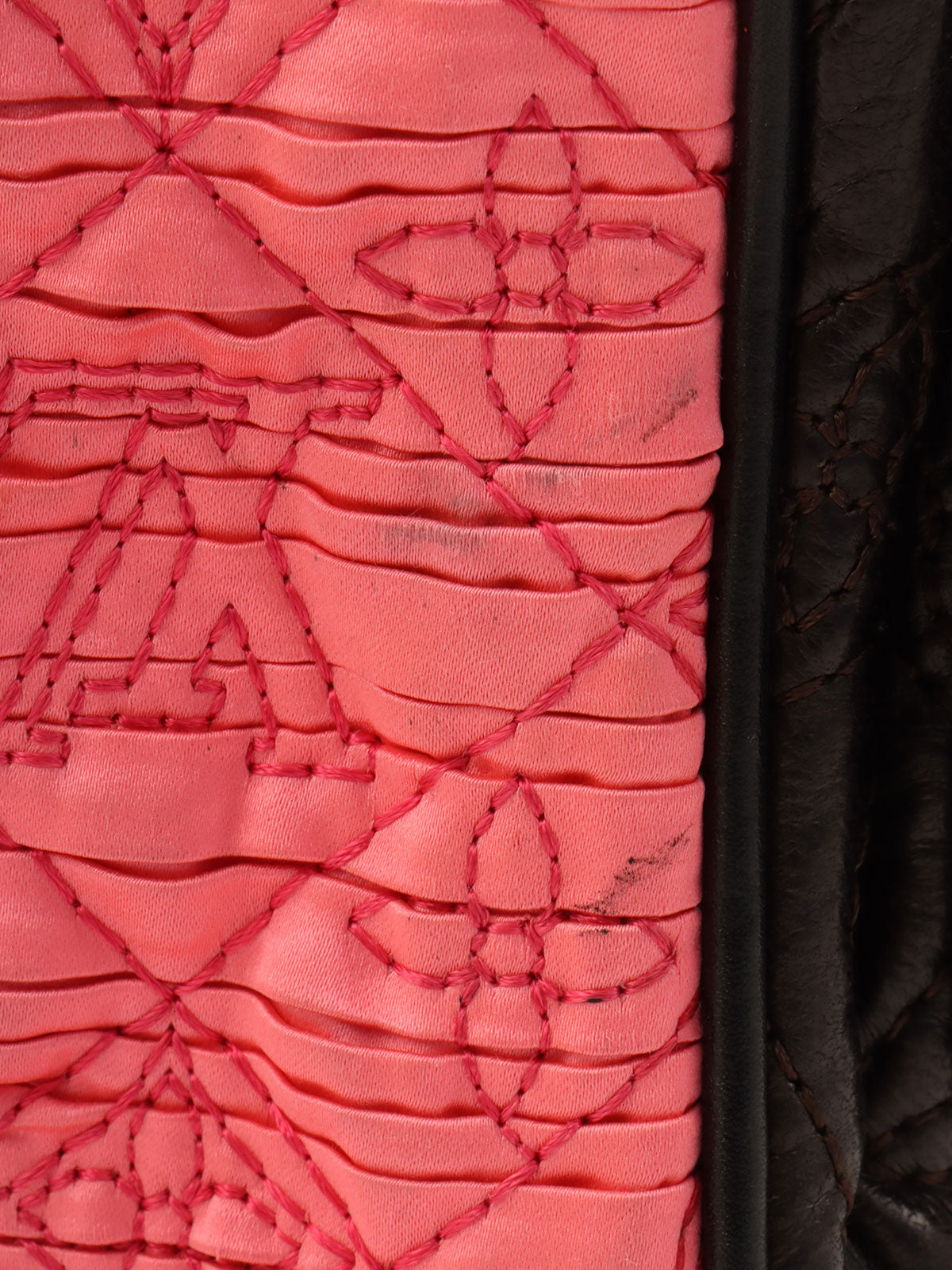 2009 Satin Monogram Stud Coquette Pochette in Pink/Brown/Black