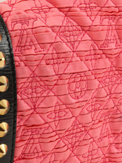2009 Satin Monogram Stud Coquette Pochette in Pink/Brown/Black