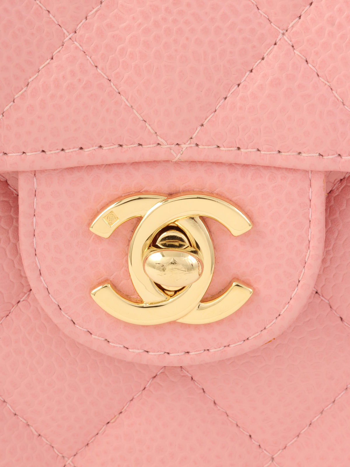 2003 Caviar Skin Classic Flap Chain Bag Mini Pink