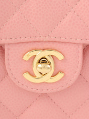 2003 Caviar Skin Classic Flap Chain Bag Mini Pink
