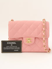 2003 Caviar Skin Classic Flap Chain Bag Mini Pink