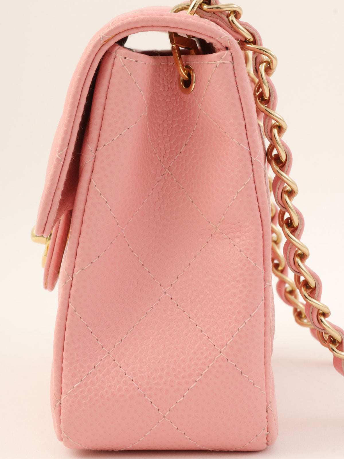 2003 Caviar Skin Classic Flap Chain Bag Mini Pink