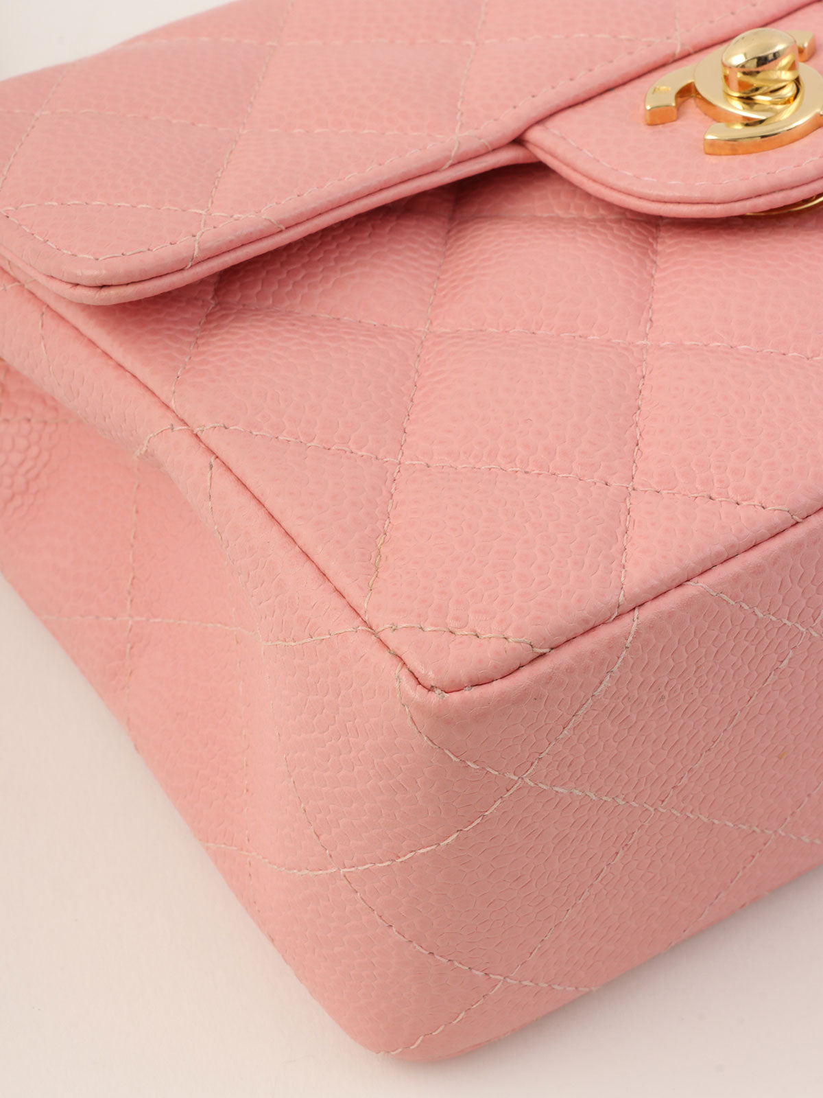2003 Caviar Skin Classic Flap Chain Bag Mini Pink