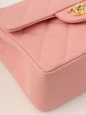 2003 Caviar Skin Classic Flap Chain Bag Mini Pink