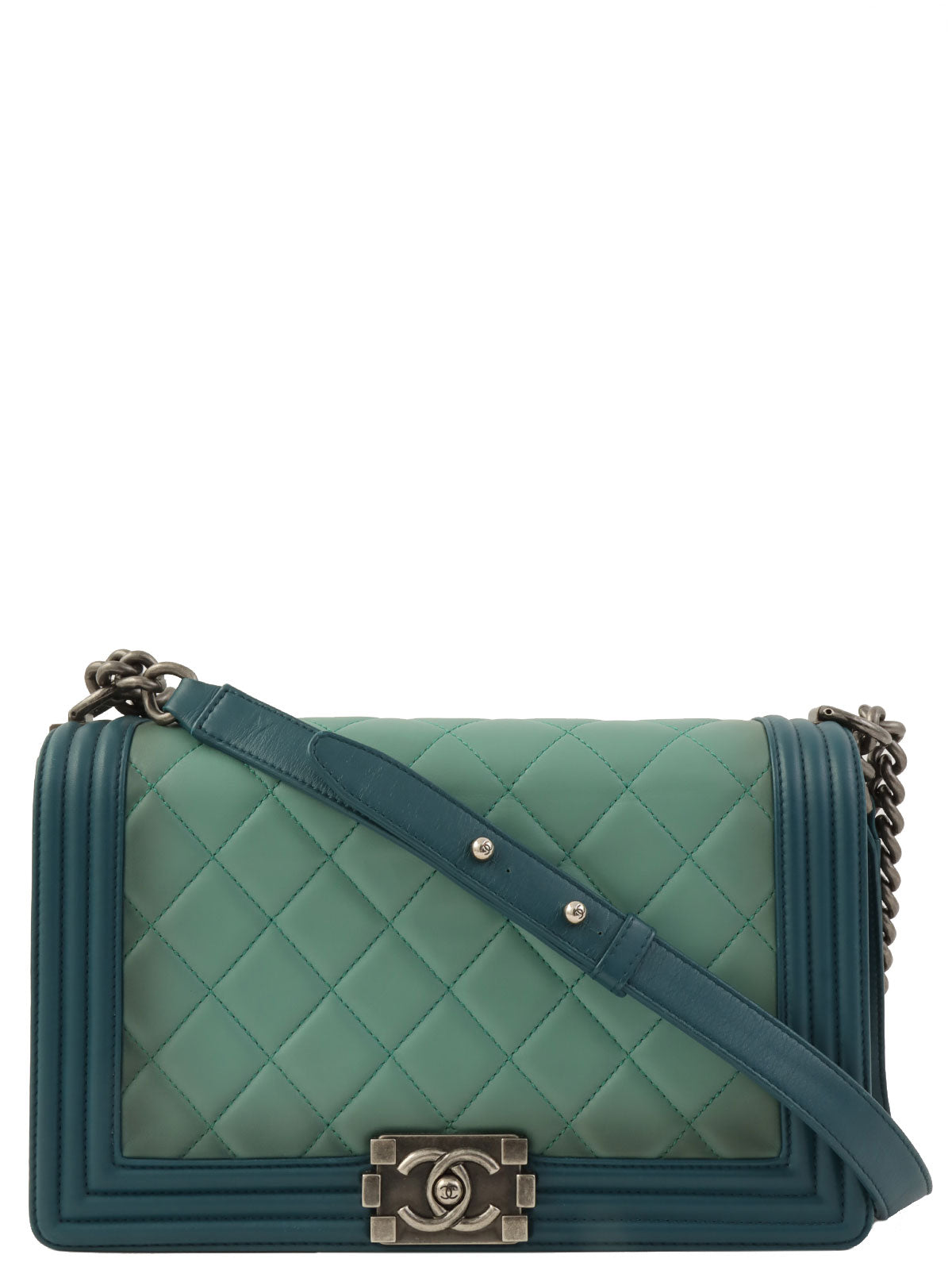 2014年頃製 ボーイシャネルチェーンショルダーバッグ グリーン
