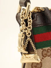 Canvas GG Sherry Line Multi-Charm Handbag in Beige/Multi