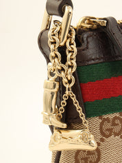 Canvas GG Sherry Line Multi-Charm Handbag in Beige/Multi