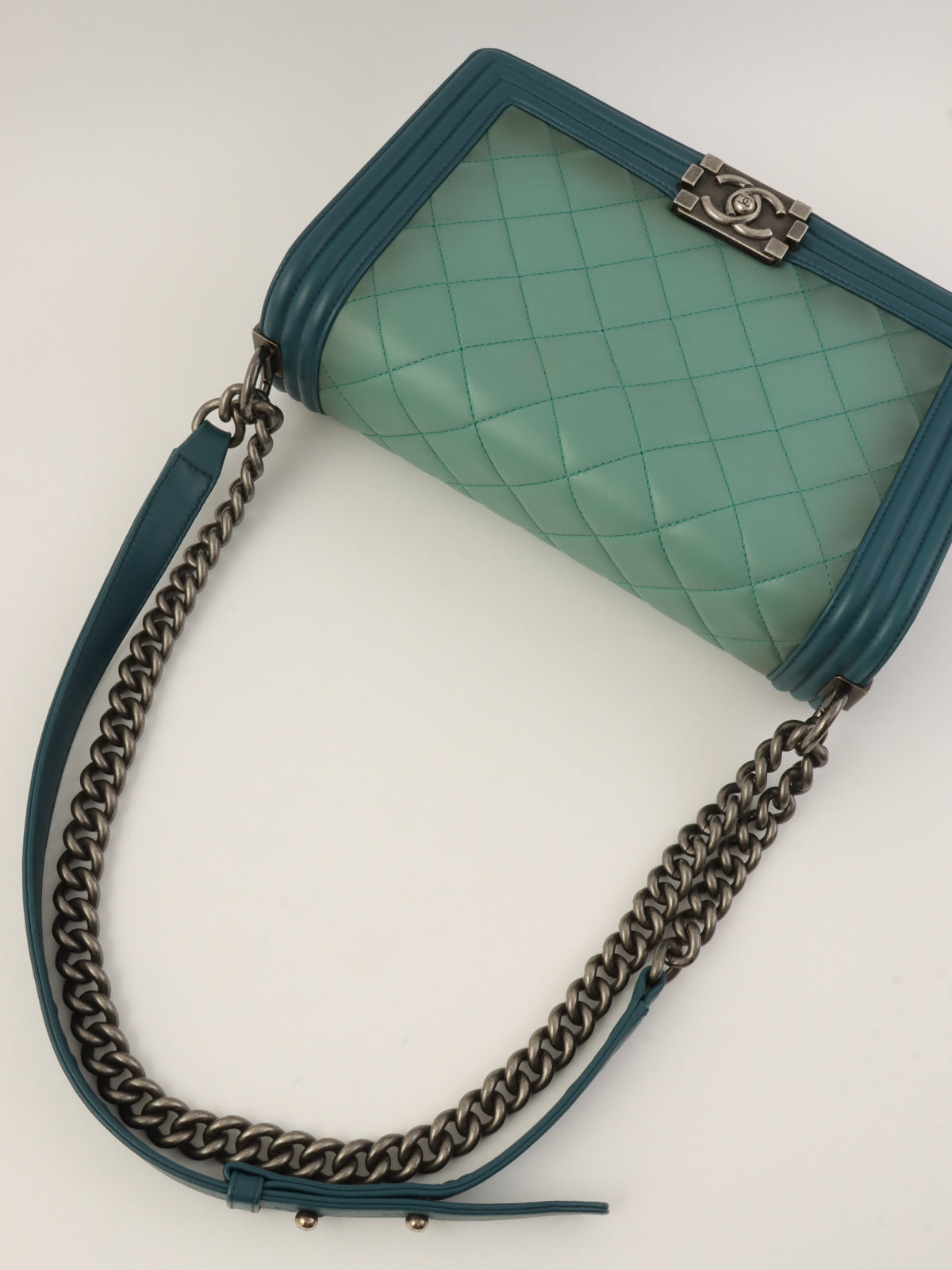 2014年頃製 ボーイシャネルチェーンショルダーバッグ グリーン