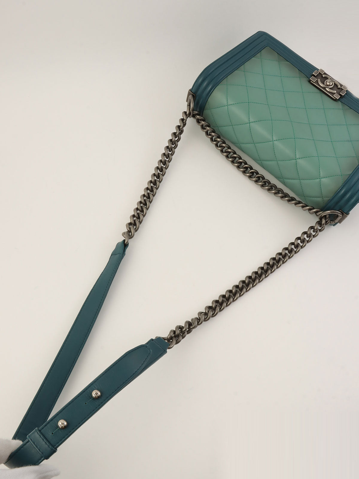 2014年頃製 ボーイシャネルチェーンショルダーバッグ グリーン