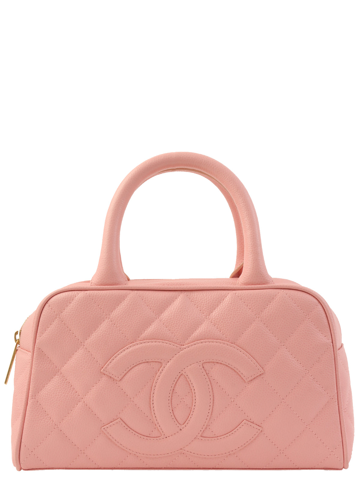 2004 Caviar Skin CC Mark Stitch Mini Boston Bag, Pink