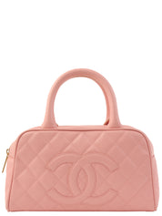 2004 Caviar Skin CC Mark Stitch Mini Boston Bag, Pink