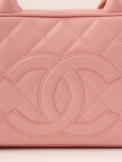 2004 Caviar Skin CC Mark Stitch Mini Boston Bag, Pink