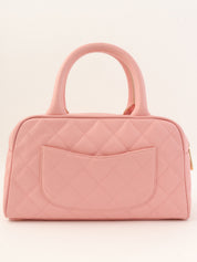 2004 Caviar Skin CC Mark Stitch Mini Boston Bag, Pink