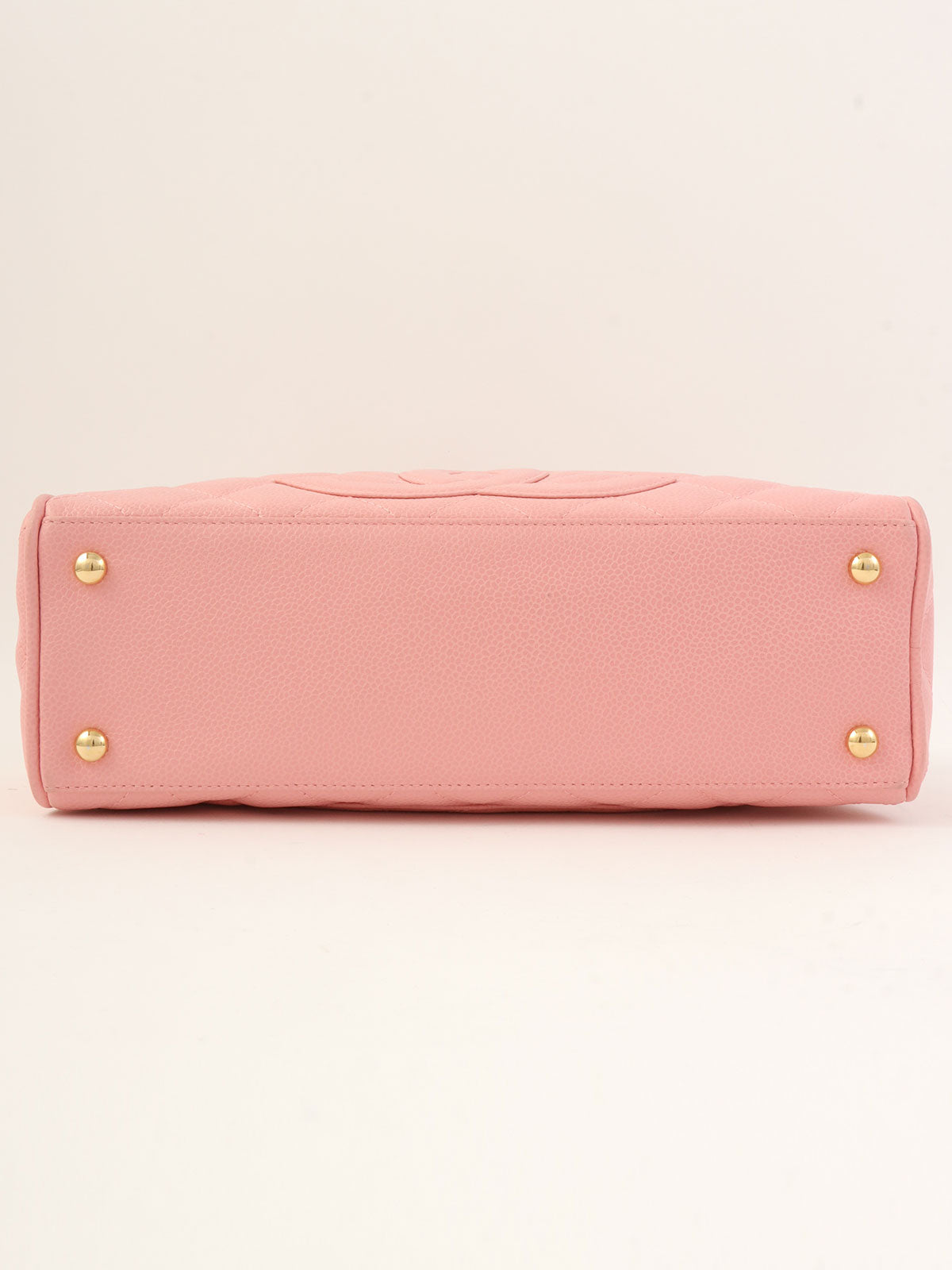 2004 Caviar Skin CC Mark Stitch Mini Boston Bag, Pink