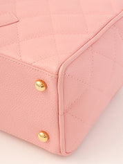 2004 Caviar Skin CC Mark Stitch Mini Boston Bag, Pink