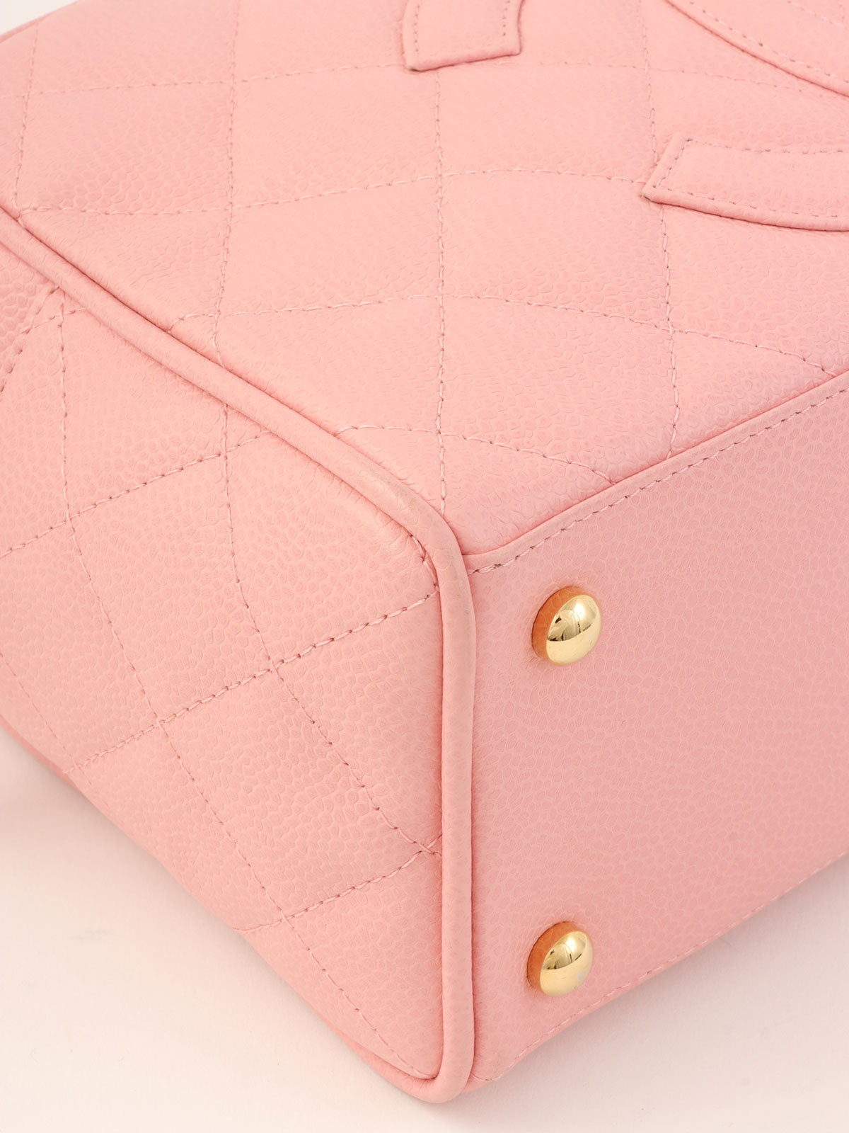 2004 Caviar Skin CC Mark Stitch Mini Boston Bag, Pink