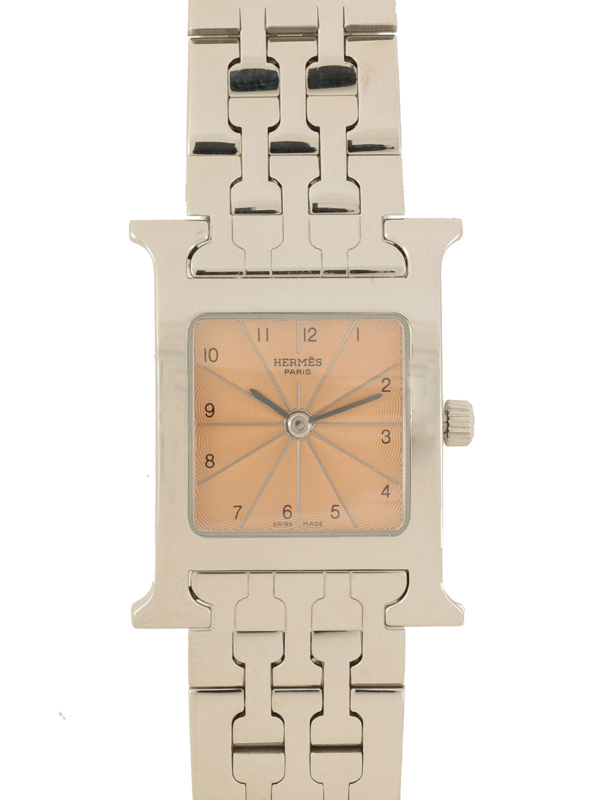 Hウォッチ　シルバー/サーモンピンク