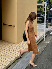 1996年製 ツイードチェックパターンワンピース ブラウン