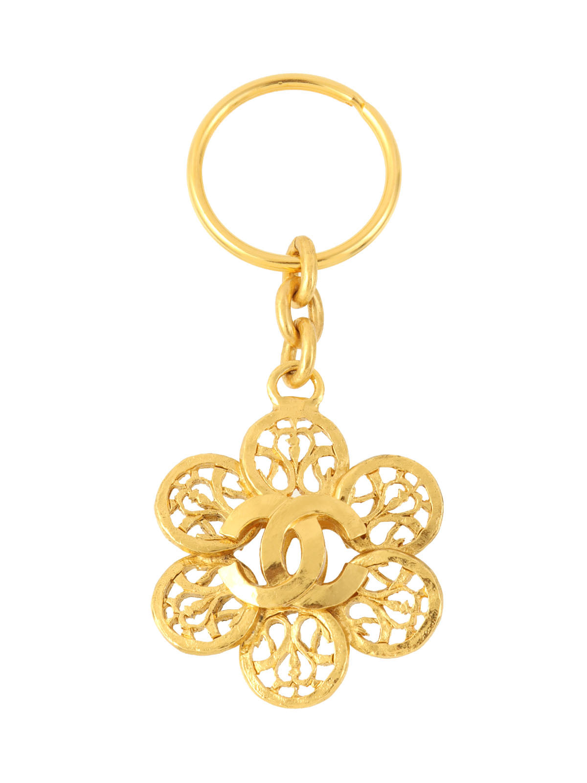 1995 CC mark design cutout key ring gold