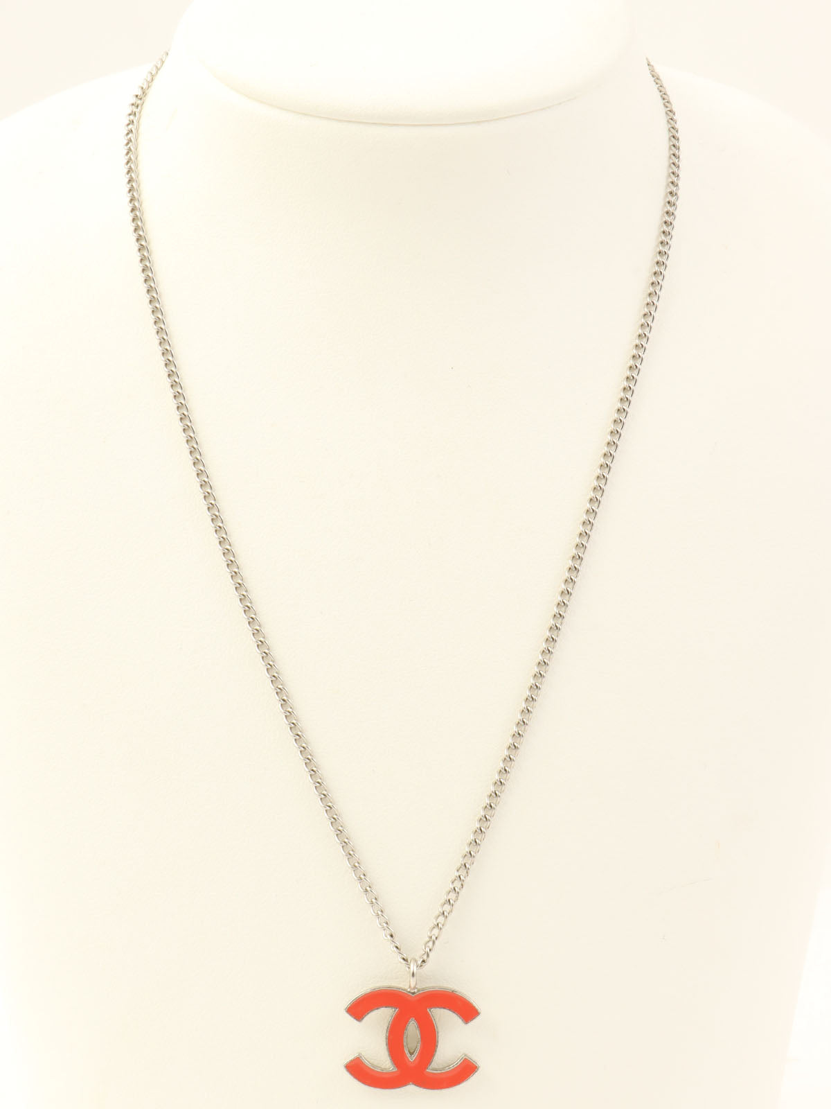 2004 CC Mark Necklace Silver/Coral Pink