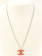 2004 CC Mark Necklace Silver/Coral Pink