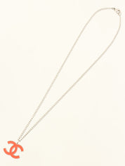 2004 CC Mark Necklace Silver/Coral Pink