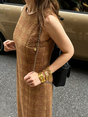 1996年製 ツイードチェックパターンワンピース ブラウン