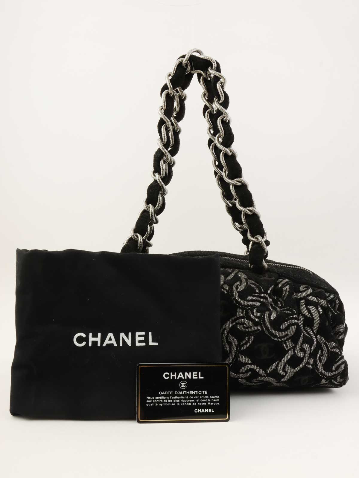 2005年頃製 パイルCCマークチェーンパターンショルダーバッグ ブラック