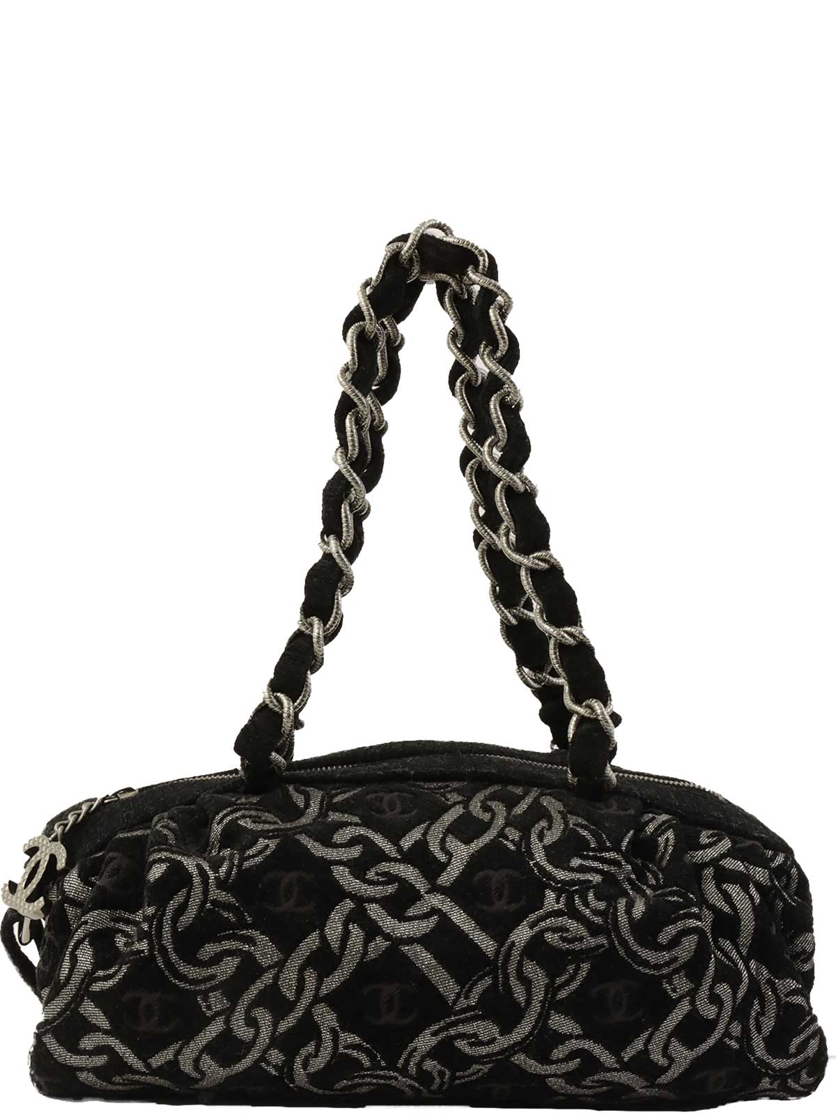 2005年頃製 パイルCCマークチェーンパターンショルダーバッグ ブラック