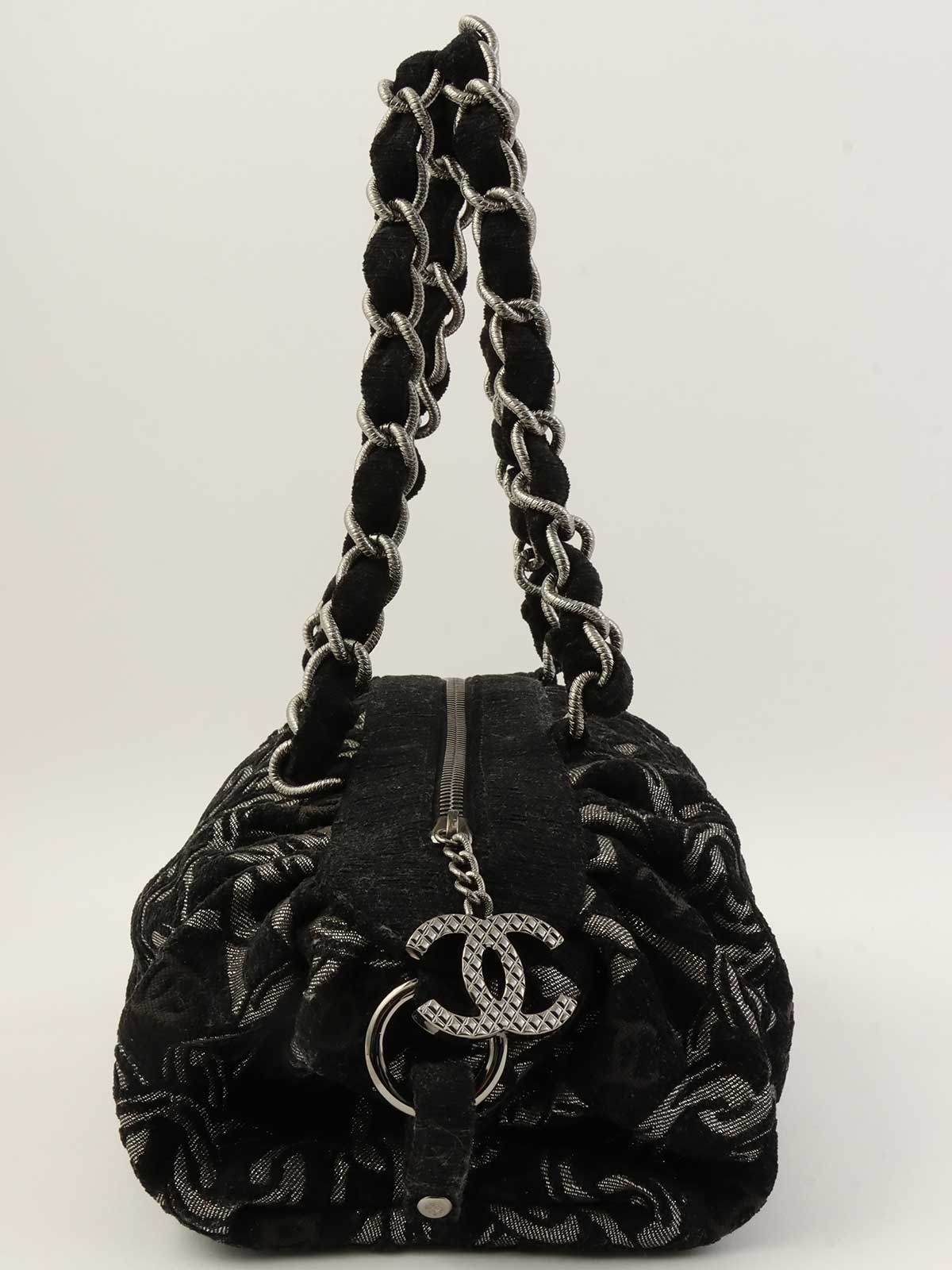 2005年頃製 パイルCCマークチェーンパターンショルダーバッグ ブラック