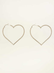 1994 Heart Hoop CC Mark Earrings, Silver