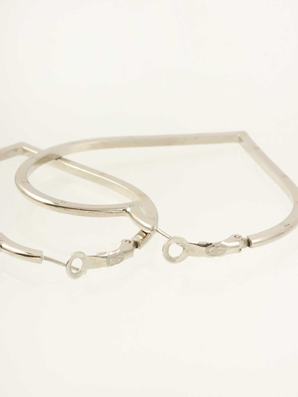 1994 Heart Hoop CC Mark Earrings, Silver