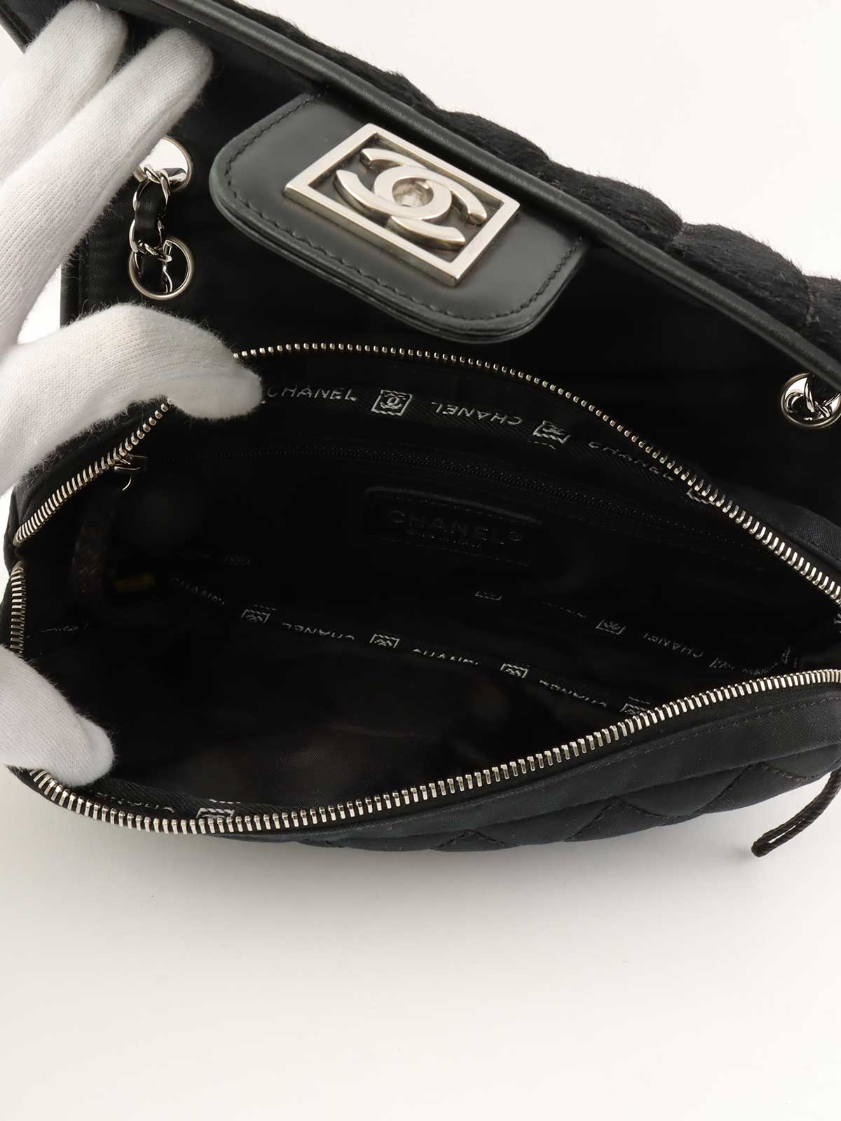 2005 Nylon and Harako Combination Sports Line Chain Shoulder Bag in Black