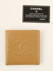 2001 Caviar Skin CC Mark Stitch Wallet, Beige