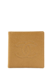 2001 Caviar Skin CC Mark Stitch Wallet, Beige