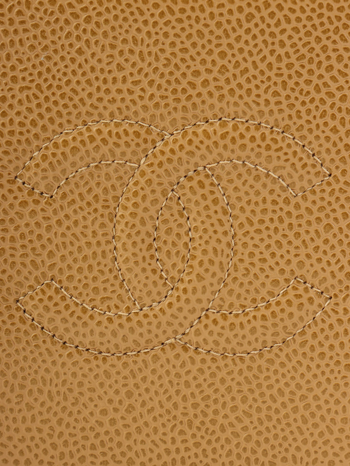 2001 Caviar Skin CC Mark Stitch Wallet, Beige